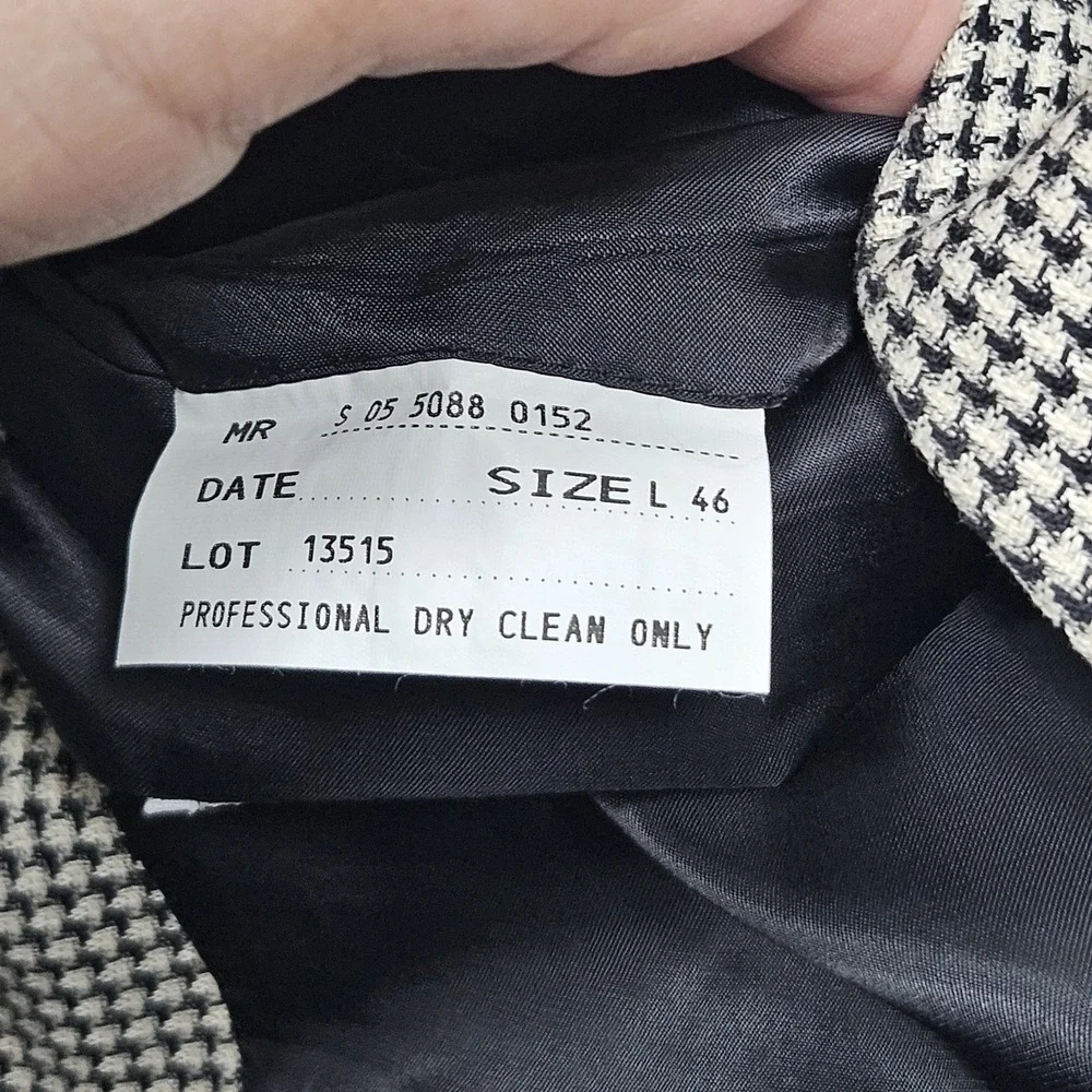 Countess Mara 46 L Silk Wool Houndstooth Sport Jacket Coat Preppy Gerry MALOOF'S